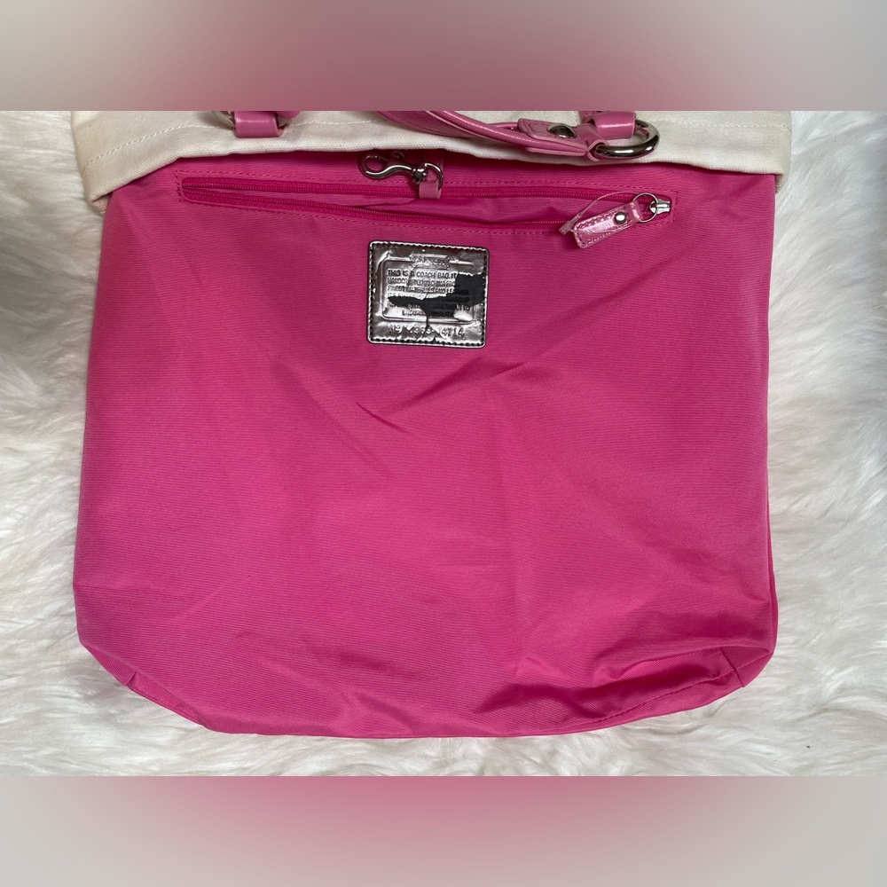 COACH Poppy Chan PINKY White Canvas Tote Bag - Picture 7 of 9